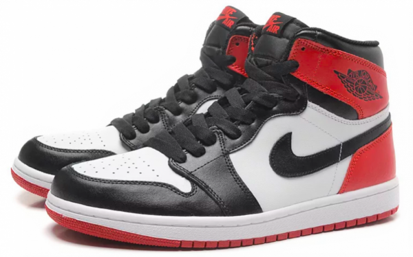 Зимние Nike Air Jordan 1 Retro High OG Chicago с мехом черно-белые с красным кожаные мужские-женские (35-44)